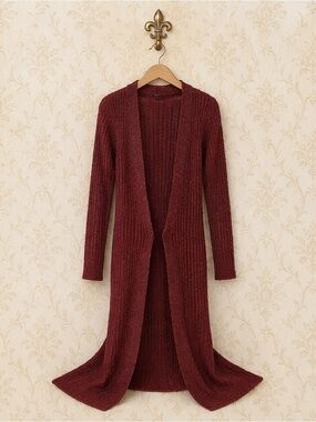 Free People long large weave ribbed knit sweater duster XS